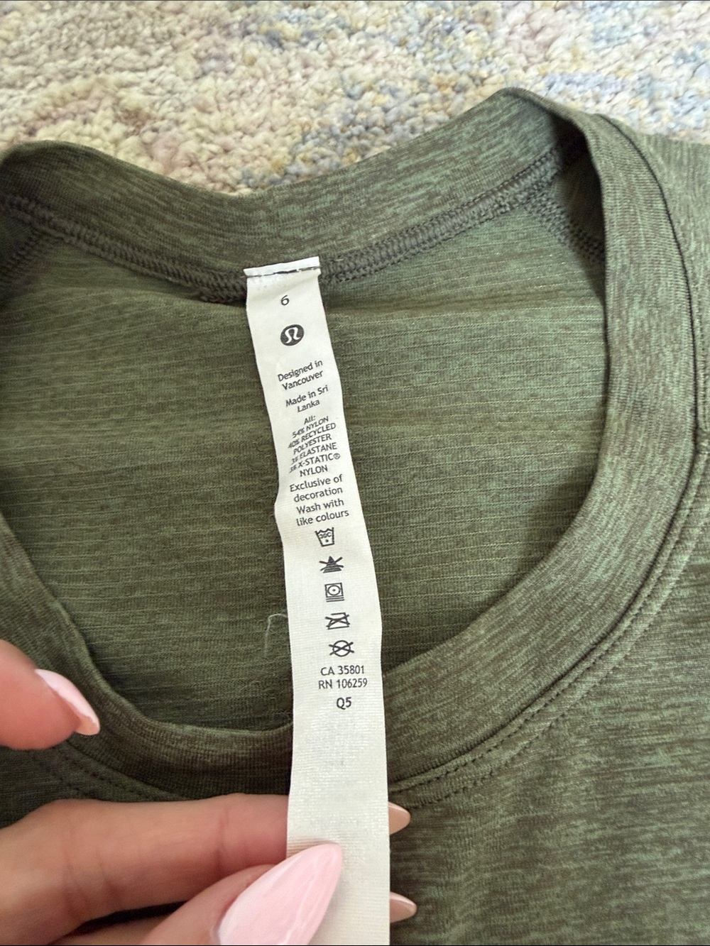 lululemon athletica Olive Green Short Sleeve Scoop Neck Top